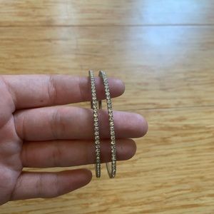 silver bedazzled hoop earrings
